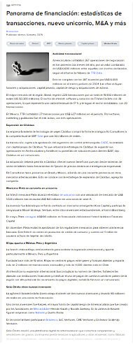 Panorama de financiacin: estadsticas de transacciones, nuevo unicornio, M&A y ms